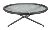Aneis Coffee Table Black, Black Coffee Table, Modern Style, Tempered Rippled Glass Round Shape Tabletop, Fir Wood, Indoor Living, 39.4" W x 39.4" D x 15.7" H