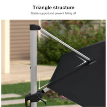 OROTLECT 13 Feet Outdoor Double Top Ronud Deluxe Lighted Cantilever Umbrella With Base,Black