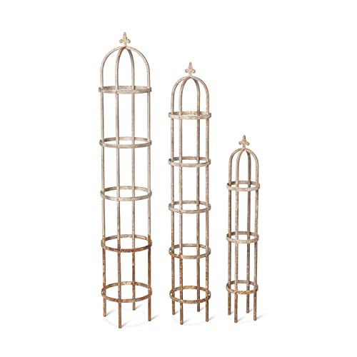 Park Hill Collection Iron Garden Obelisk Whitewash