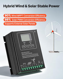 VEVOR 1500W 24V Wind Turbine Generator, 3-Blade Wind Turbine Kit with Wind/Solar Hybrid Controller, Efficient 3-Phase AC Permanent Wind Power Generator for RV Boat Home Farm (Tower Pole Not Included)