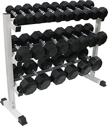 Ader Rubber Dumbbell Set 2-65Lbs (Total 540 Lbs) 11 Pairs with Rack & Mat White