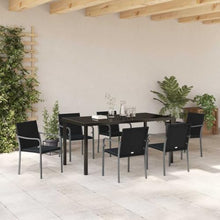 FUDUGEHMIOFWFJJ Modern 7-Piece Outdoor Dining Set, Black and Grey PE Rattan Patio Furniture with Table and Chairs, All-Weather Garden Set for Backyard, Balcony, Terrace