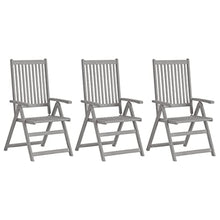 NLQMSU Garden Chair Set of 3 Grey Wash Solid Acacia Wood