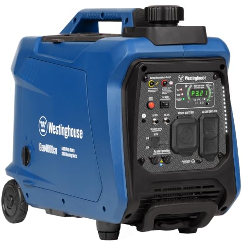 Westinghouse 4000 Peak Watt Super Quiet Portable Inverter Generator, Wheel & Handle Kit, RV Ready 30A Outlet, Gas Powered, CO Sensor, Parallel Capable