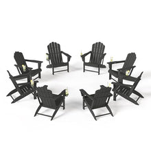 Costaelm Lakeview Outdoor Patio HDPE Adirondack Chairs with Cup Holders (Set of 8), Gray