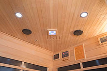 Heat Wave 3 Person Sauna Corner Fitting Infrared FIR FAR 7 Carbon Heaters Hemlock Wood MP3 Player 2 Speakers Color Therapy Light LED Control Panel Wood