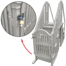 Aqua Select Anti-Slip Pool Steps Entrance System with Gate | Cloud Grey | for Above Ground Swimming Pools | Safety Stairs Capacity Up to 400 lbs