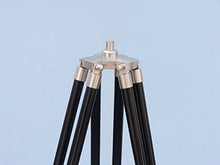 Hampton Nautical Floor Standing Brushed Nickel Leather Telescope 65