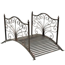 Hassyee Scrollwork Metal Arch Backyard Bridge with Decorative Silhouette & Weight Bearing Support for Creek Landscaping, Compact Garden Bridge with Integrated Side Rail Accents for Private Courtyard