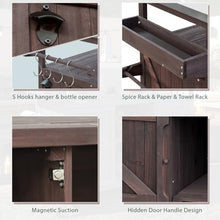 SDVantage Stainless Steel Outdoor Kitchen Island Bar Cart with Solid Wood Storage Cabinet Spice Rack Towel Rack Lockable Wheels for BBQ Patio Use,Dark Brown