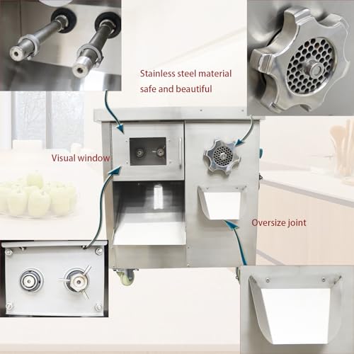 INTSUPERMAI Electric Meat Grinder and Slicer Commercial 110V with 5MM Blade Silver