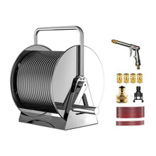 FENOKD Stainless Steel Garden Hose Reel Cart Hanger, Heavy Duty Holder for Outdoor Yards, Driveways, Farms, Patios,Stainless Steel B-30m