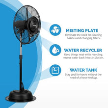 NewAir 24" Pedestal Misting Fan | 7500 CFM | Adjustable Mist Levels | Water Tank | 3 Fan Speeds | Black Mister Fan | Perfect for the Patio, Back Yard, or Outdoor Dining Space