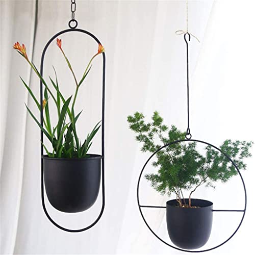 SDREYKUF 2pcs Metal Hanging Flower Pot Chain Plant Planter Basket for Home Garden Balcony Decoration