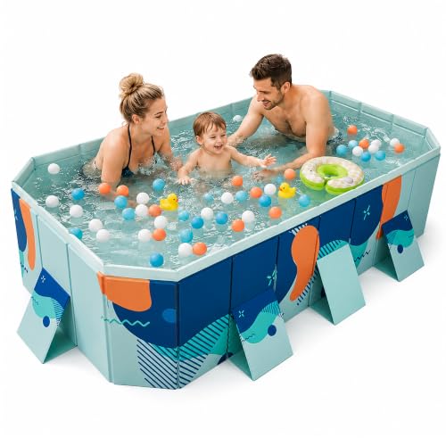 Foldable Pool, Non-Inflatable Pool for Adults & Kids, No Air Pump Needed