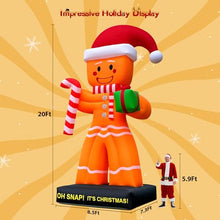 Wellcomer 20Ft Giant Christmas Inflatable Gingerbread Man with Powerful Blower, Blow Up Holiday Decoration for Outdoor Yard Lawn Christmas Party (Without LED Lights)
