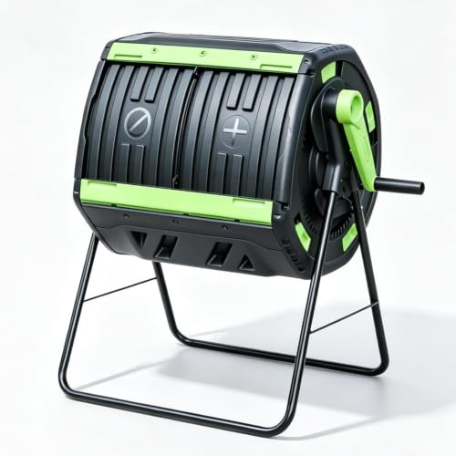 Large Rotating Compost Barrel Container for Outdoor Garden