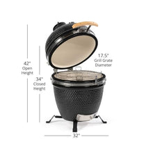 Ash & Ember 18" Kamado Grill with Table Nest Stand & Grade A Teak Table