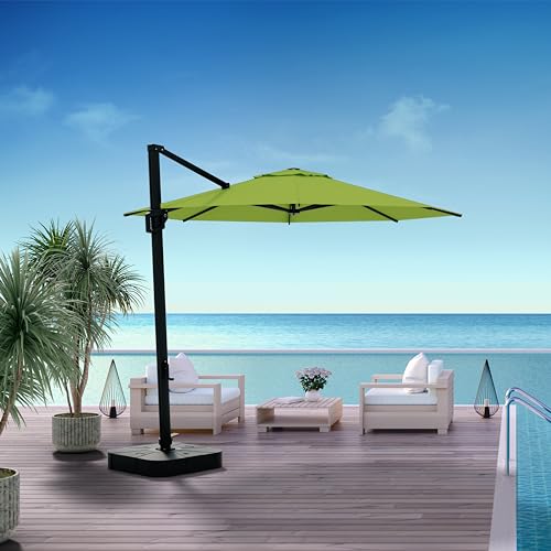Midtown Umbrellas 10 Ft Outdoor Cantilever Patio Umbrella Black Frame Sunbrella Macaw