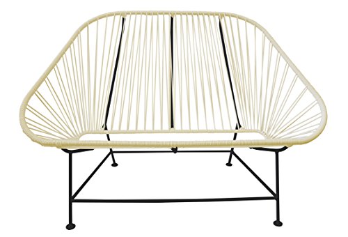 Innit Inlove Loveseat Ivory Weave on White Frame