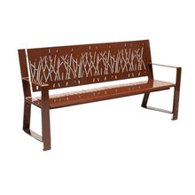 HYgloF Patio Benches Garden Backrest Bench with Armrests, Steel Openwork Pattern Chair, for Outdoor Balcony Leisure Seat Garden Bench(Small)