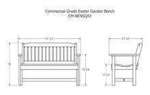 Sequoia Professional Commercial Grade Exeter Garden Bench, 4ft, Harbor Gray
