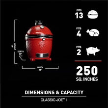Kamado Joe Classic Joe II 18-Inch Ceramic Charcoal Grill and Smoker Red