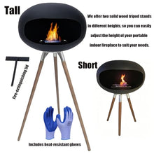 Minimalist Wooden Leg Tripod Fireplace, Smoke-Free and dust-Free,Black