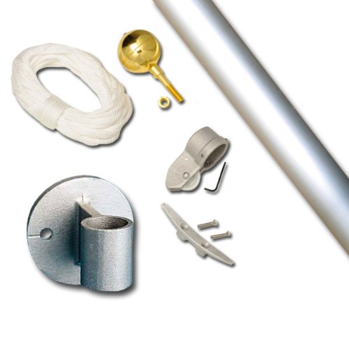 Eder Flag Franklin 10 Foot 1-1/2" Dia Vert Wall Set Clear Finish Flagpole Clear Anodized