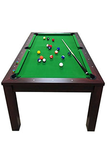 Simba USA 7Ft Pool Table Billiard Green Dining Table with Benches Brown Green