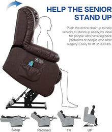 KTYUERGHK Lay Flat Power Lift Recliner with Heat and Massage