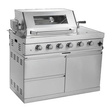 Deluxe Stainless Steel Propane Gas Grill, Outdoor BBQ Grill with Side Burner & Warming Rack, Multi-Burner Cooking Kitchen Islands with Storage Drawers for Backyard Patio Entertaining (Silver)