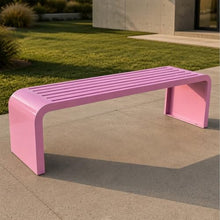 U-Shaped Wrought Iron Outdoor Bench,One Piece Seamless Bending Frame