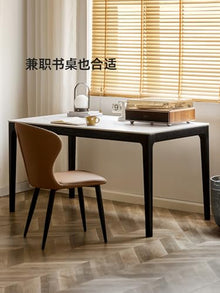 Coffee Table Solid Wood Dining Table, Light Luxury Rock Board, Simple Oak Black Long, Modern Restaurant Home