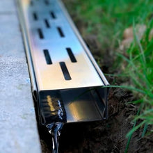 uhyOHF Stainless Steel Trench Drain Kit, Rectangular Shower Drain and Grates, Outdoor Sidewalk Parking Patio Deck Floor Trough Guttering, Channel Trench Drainage Syste,Silver-25x7x5CM