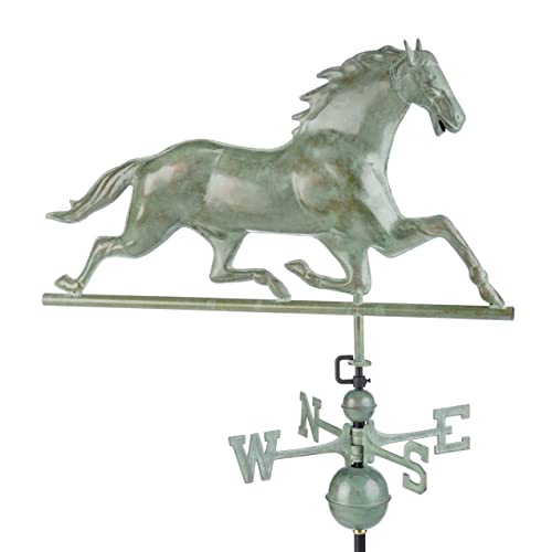 Good Directions Patina Copper Horse Weathervane – Decorative Rooftop Accent for Barns, Homes, Sheds, and Cupolas – Durable & Handcrafted