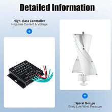 HYZHANHONG 3000W Vertical Wind Turbine Generator Kit - 12V24V48V 2-Blade Solar Wind Power System with Controller for Home, Boat, Marine, Garden (White),12v