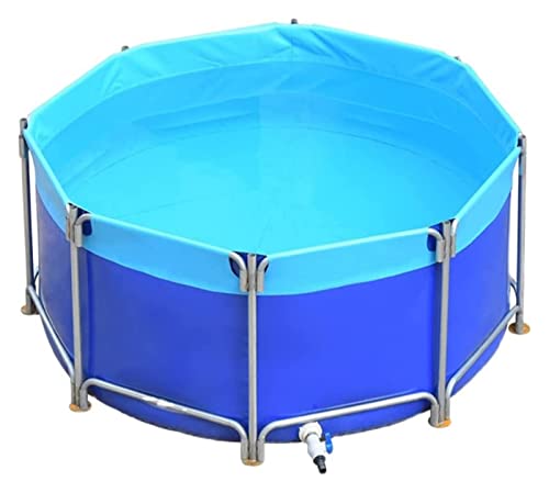 Pool Above Ground Outdoor Fish Ponds Circular Canvas Aquarium Pool Pond Upgrade Large Water Tank with Drain Valve Koi Breeding, Garden Irrigation Fish Pond Canvas