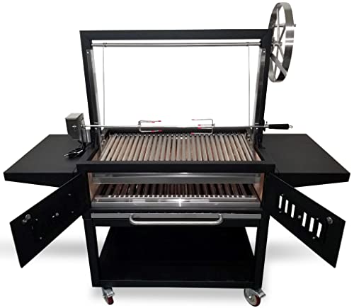 Generic Argentine Santa Maria Wood Fired Charcoal Parrilla Grill with Rain Cover Stainless Steel