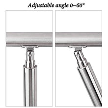 Swimming Pool Handrail Picket Stair Railings Decking Round Pipe Tube Banister Brushed Rail Bars Fixings Rail Base Adjustable Angle Sloping Steps for Indoor Outdoor Gardens,100cm(39.37in)