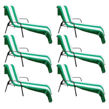 Superior Cabana Cotton Lounge Chair Cover, Outdoor Towel/Chaise Furniture Covers, Terry Cloth, Beach, Spa, Swim Accessories, Pool Chair Cover, Soft, Quick Drying, 32" x 102", Set of 6, Dark Green
