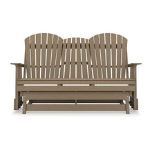 Benjara BM315940 Sami 67 Inch Outdoor Adirondack Glider Loveseat, Dropdown Cupholders, Brown