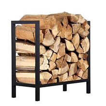 EliteBloom Wrought Iron Wood Storage Rack Bracket Fireplace Firewood Stand Timber Stacking Rack Fireplace Wood Rack Single Layer,