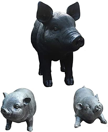 LSHAOBO Outdoor Pig Statue Resin Craft, Lawn and Garden Outdoor Decoration Garden Sculpture and Statue Decoration(Size:Set)
