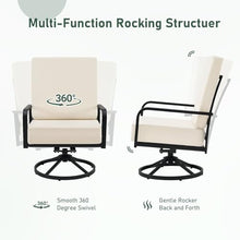 Furnimart 360° Swivel Rocker Patio Chairs Set of 2 with Coffee Table, 3-Piece Patio Furniture Set for Apartment Balcony Small Space, Heavy Duty Metal Outdoor Bistro Set (Beige)