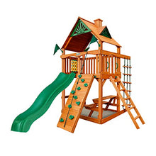 Gorilla Playsets Chateau Tower Wooden Playset with Slide & Climbing Wall Brown