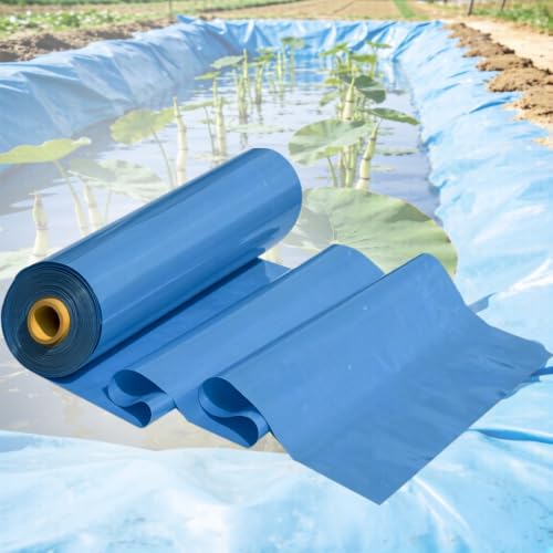 Liyadolaam 5x7m 6x10m 8x12m 10x15m HDPE Pond Liner Blue Flexible Sealing Film Damp Proof Membrane for Irrigation Reservoir Aquaculture Koi Ponds(32.8x49.2ft)