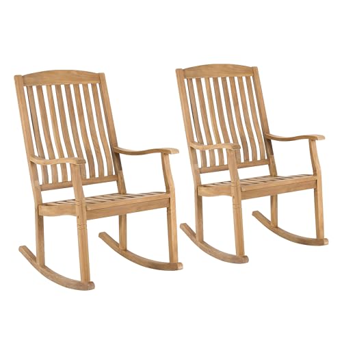 Cambridge Casual Ashford Teak Wood Outdoor Rocking Chair Set Natural Teak 2 Piece