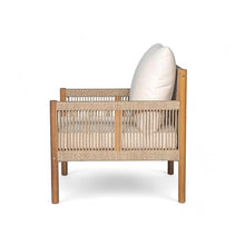 Christopher Knight Home Barris Lounge Chair Outdoor Set of 2, Patio Accent Chair, Comfy Reading Extra Seat, Wooden Frame+Rope Woven+Removable Cushion, for Garden/Backyard/Balcony/Poolside,Teak+Beige