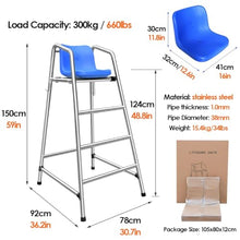 UMJIGF 120cm/150cm/180cm Tall Lifeguard Chair for Pool, Lake and Beach, Portable Outdoor Stainless Steel Barstool Pool Life Guard Chairs with Comfortable Seat for Deck Patio,Silver-H 150cm/59inch